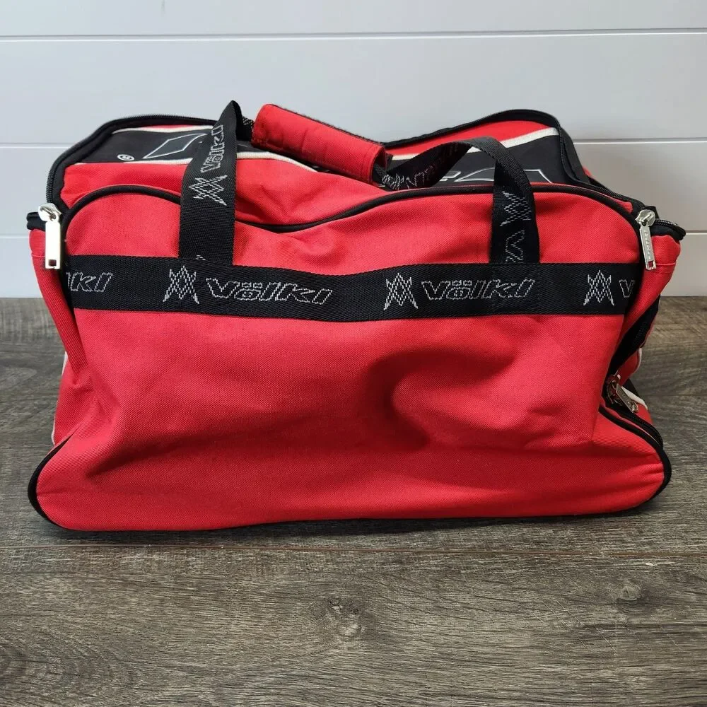 Volkl Duffle Bag Red & Black W/Shoulder Strap Shoe Pocket Made In Sri Lanka Rare